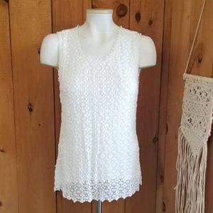 Catherine Malandrino Cream Crochet Sleeveless Tank